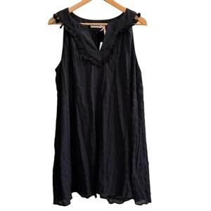 Vineyard Vines Textured Tassel Dress Women M Navy Blue Sleeveless Gauze Boho NWT